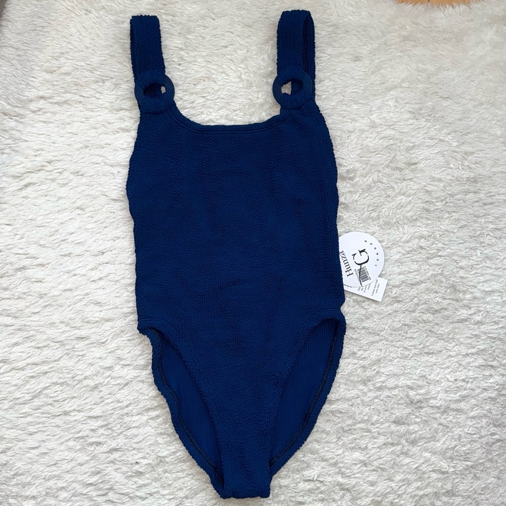 Hunza G Navy Blue Square Neck One-Piece Swimsuit - Picture 12 of 13